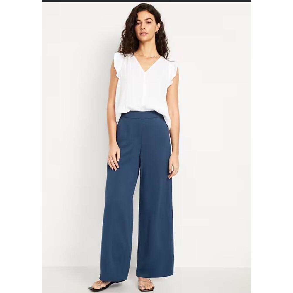 Miss Avenue Pleated Relaxed Fit Lightweight Pants Women’s Size S Navy Blue